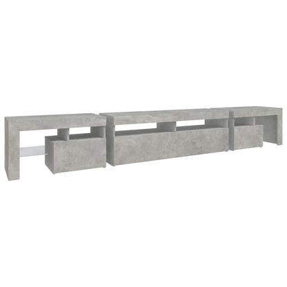 vidaXL TV-Schrank mit LED-Leuchten Betongrau 260x36,5x40 cm