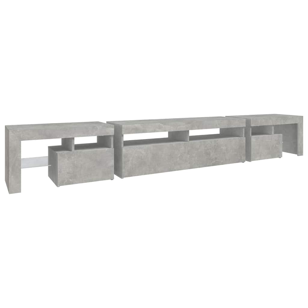 vidaXL TV-Schrank mit LED-Leuchten Betongrau 260x36,5x40 cm