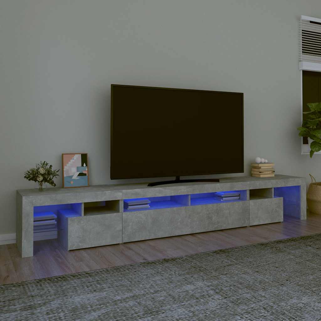 vidaXL TV-Schrank mit LED-Leuchten Betongrau 260x36,5x40 cm