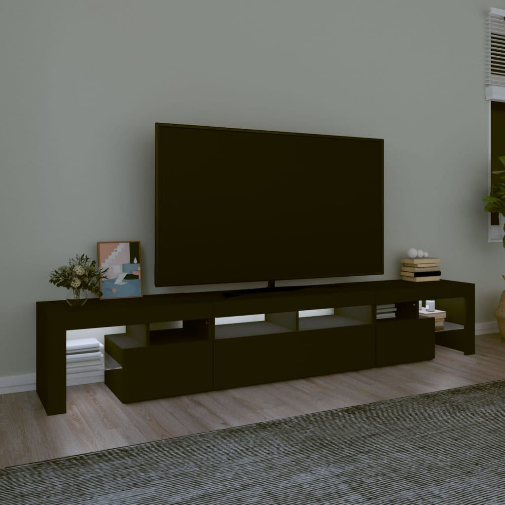vidaXL TV-Schrank mit LED-Leuchten Schwarz 230x36,5x40 cm