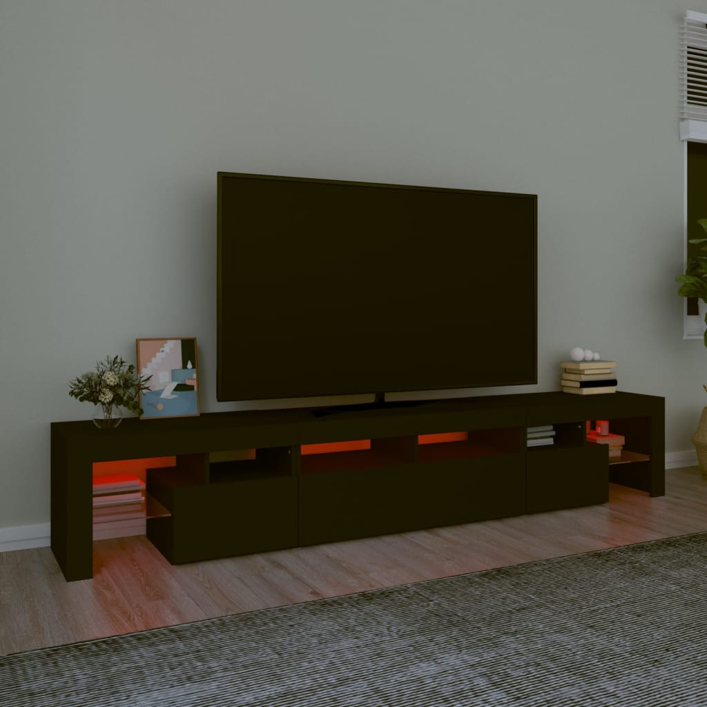vidaXL TV-Schrank mit LED-Leuchten Schwarz 230x36,5x40 cm