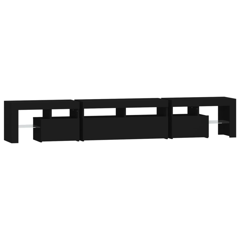 vidaXL TV-Schrank mit LED-Leuchten Schwarz 230x36,5x40 cm