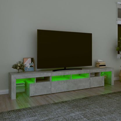 Meuble TV vidaXL avec lumières LED gris béton 230x36,5x40 cm