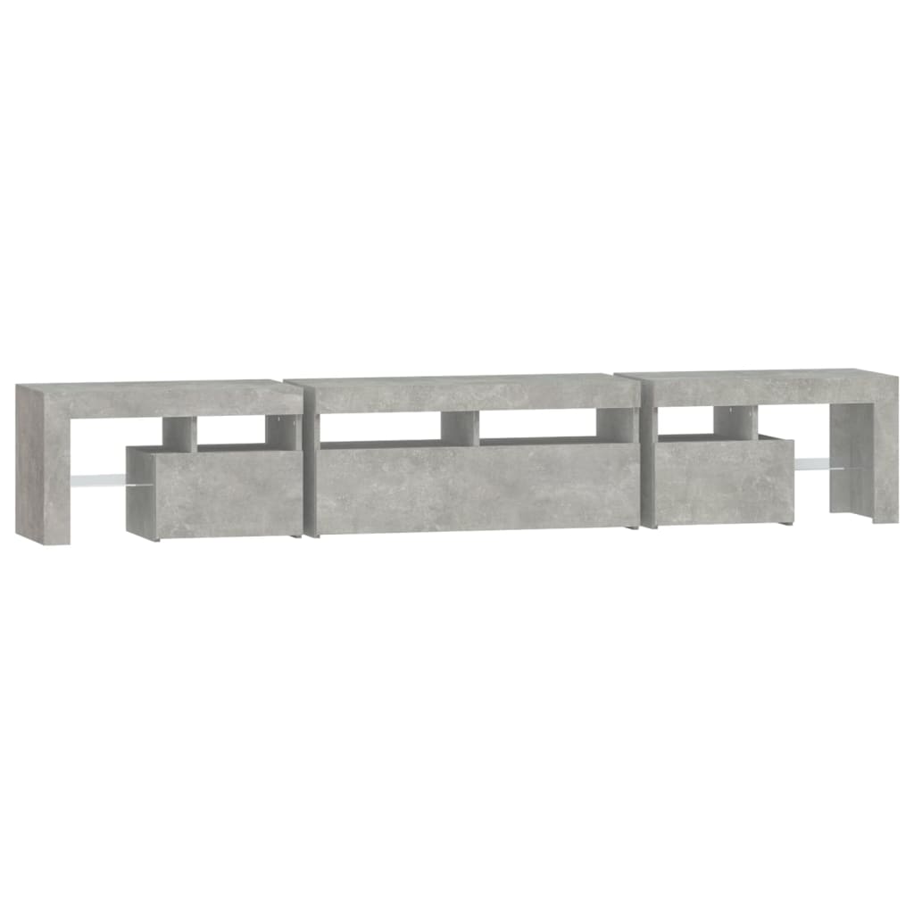 Meuble TV vidaXL avec lumières LED gris béton 230x36,5x40 cm