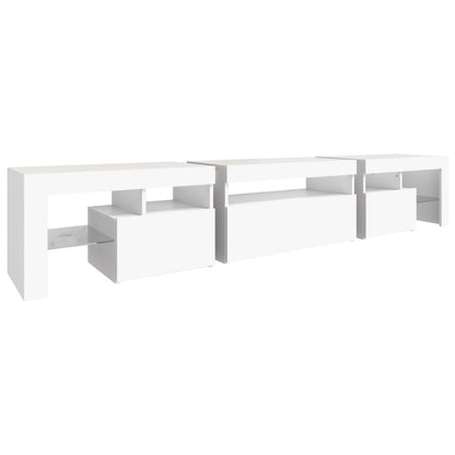 vidaXL Meuble TV avec lumières LED Blanc 215x36,5x40 cm