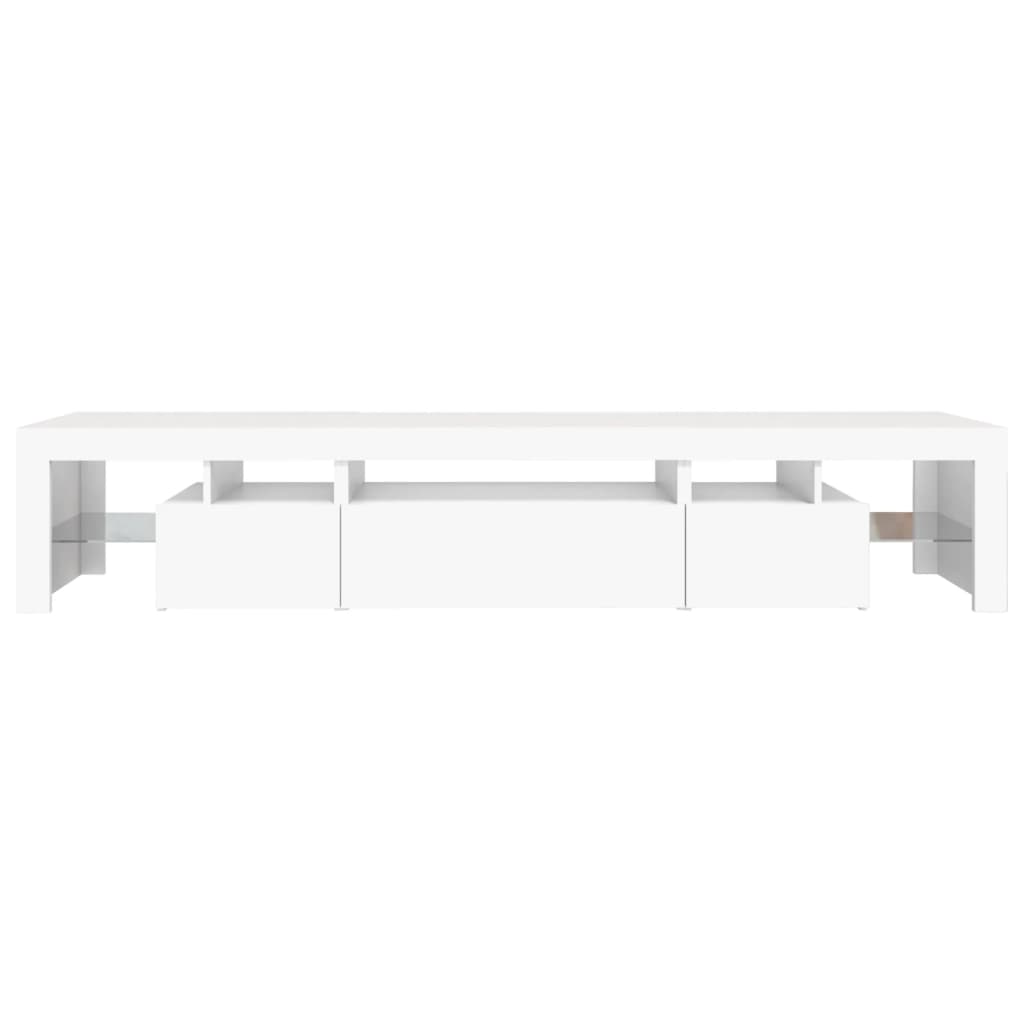 vidaXL Meuble TV avec lumières LED Blanc 215x36,5x40 cm