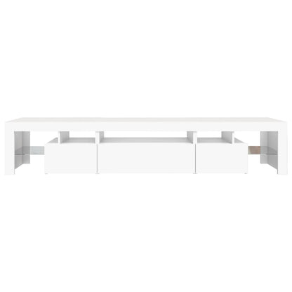 vidaXL Meuble TV avec lumières LED Blanc 215x36,5x40 cm