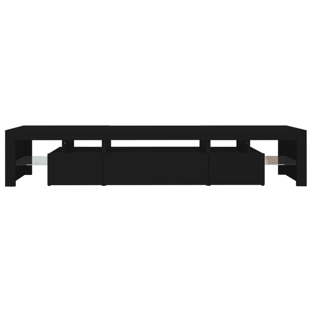 vidaXL TV-Schrank mit LED-Leuchten Schwarz 215x36,5x40 cm