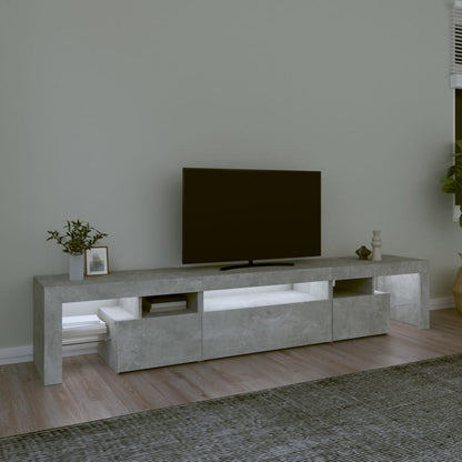 vidaXL Meuble TV avec lumières LED Gris béton 215x36,5x40 cm