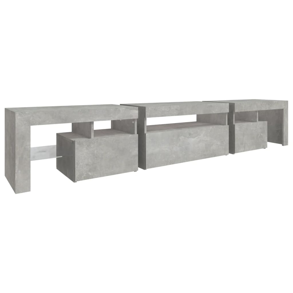 vidaXL Meuble TV avec lumières LED Gris béton 215x36,5x40 cm