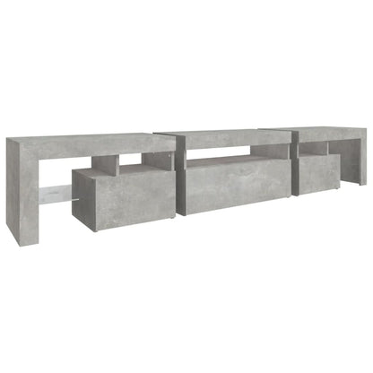 vidaXL Meuble TV avec lumières LED Gris béton 215x36,5x40 cm