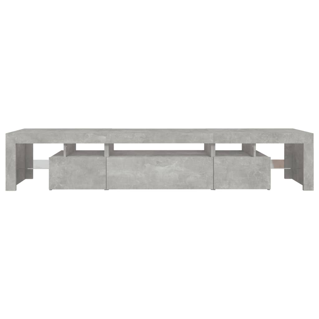 vidaXL Meuble TV avec lumières LED Gris béton 215x36,5x40 cm