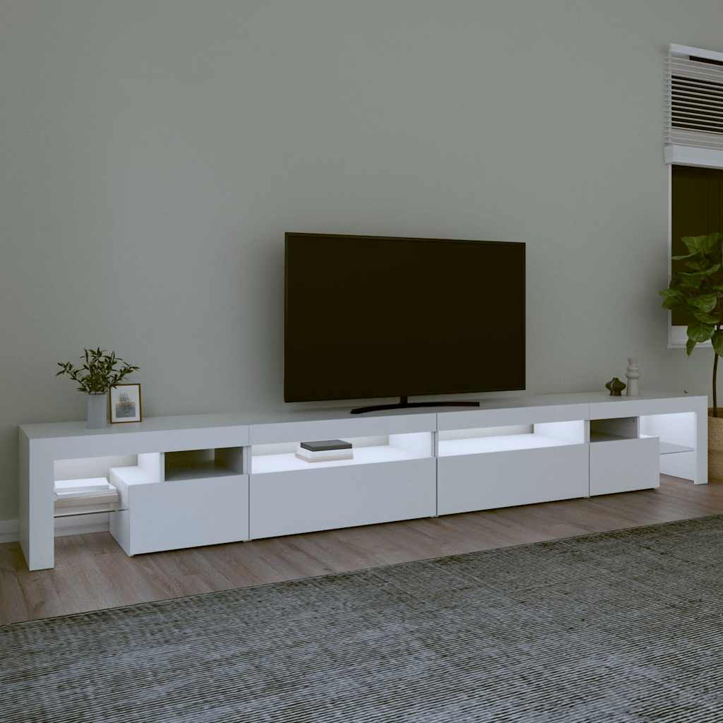 Meuble TV vidaXL avec lumières LED blanc 290x36,5x40 cm
