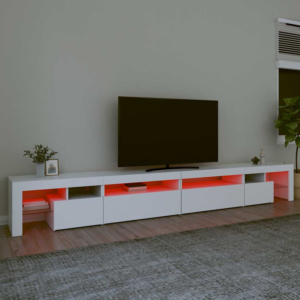 Meuble TV vidaXL avec lumières LED blanc 290x36,5x40 cm
