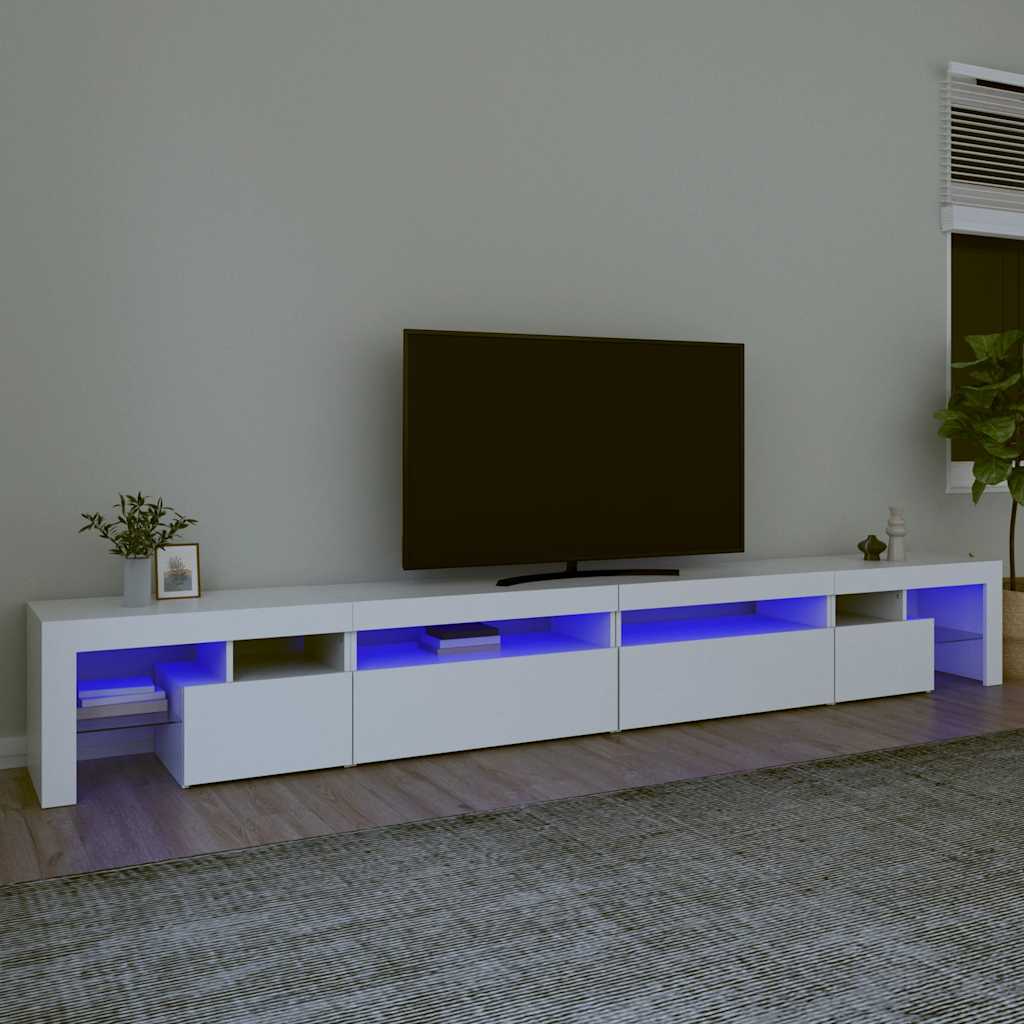 Meuble TV vidaXL avec lumières LED blanc 290x36,5x40 cm