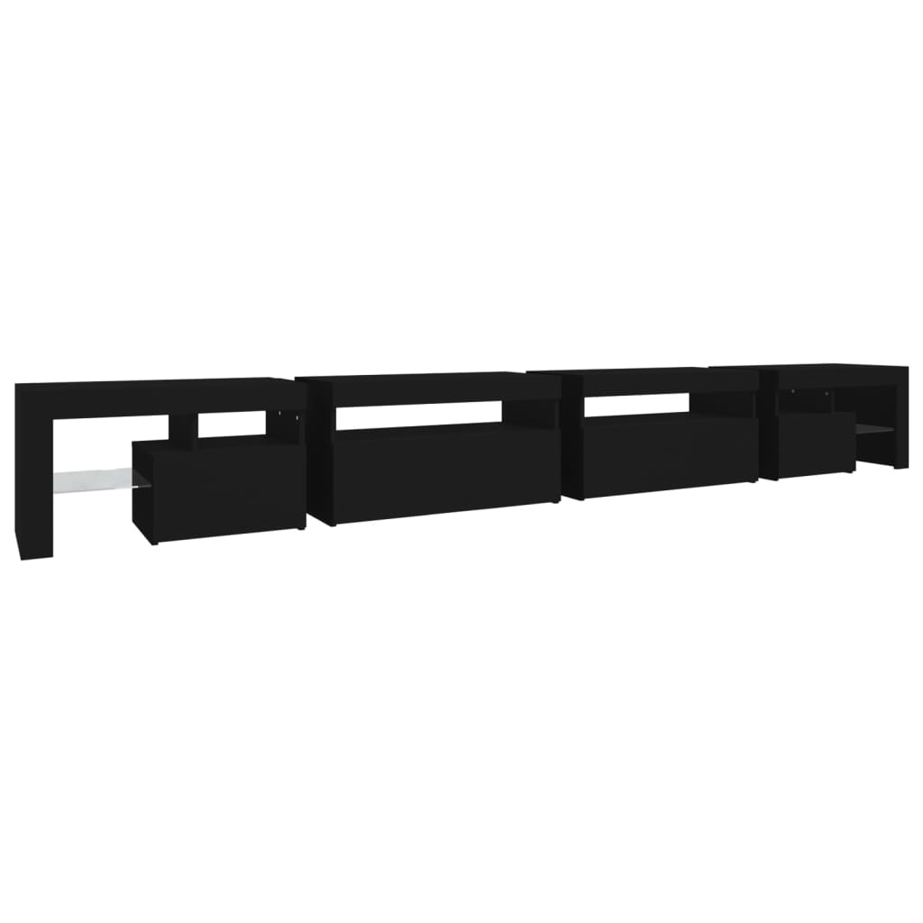 vidaXL TV-Schrank mit LED-Leuchten Schwarz 290x36,5x40 cm