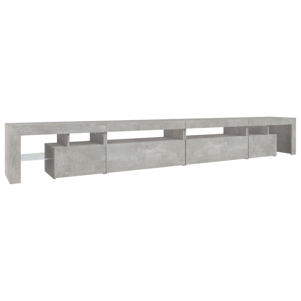 vidaXL Meuble TV avec lumières LED gris béton 290x36,5x40 cm