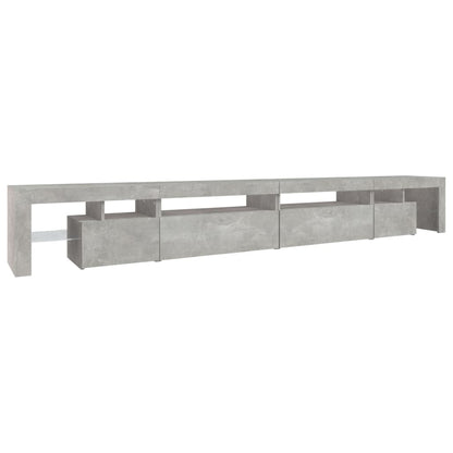 vidaXL Meuble TV avec lumières LED gris béton 290x36,5x40 cm