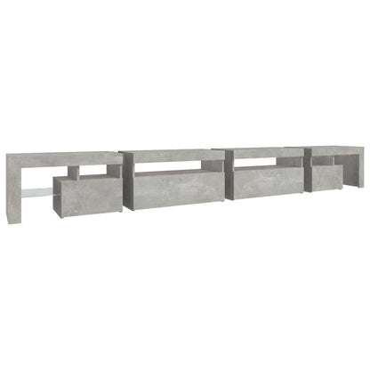 vidaXL Meuble TV avec lumières LED gris béton 290x36,5x40 cm