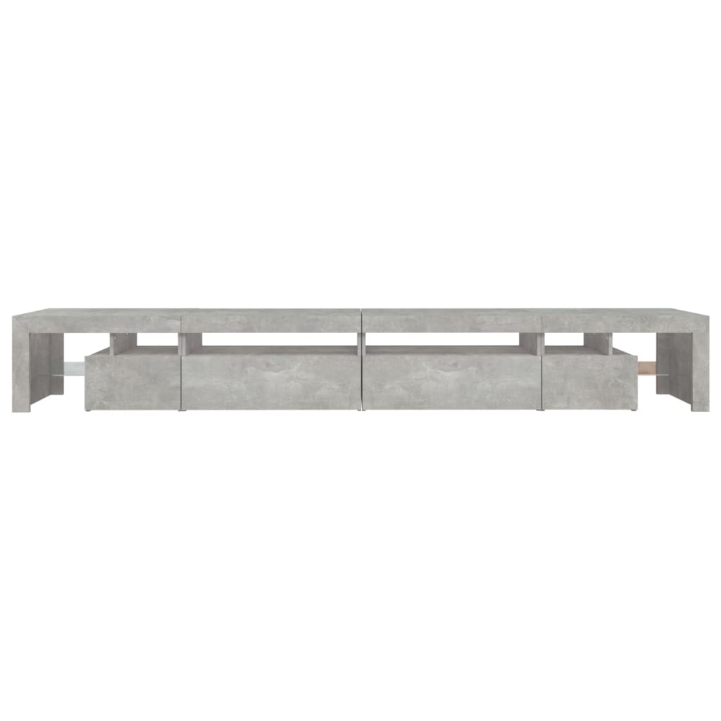 vidaXL Meuble TV avec lumières LED gris béton 290x36,5x40 cm