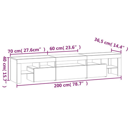 Meuble TV vidaXL avec lumières LED blanc 200x36,5x40 cm