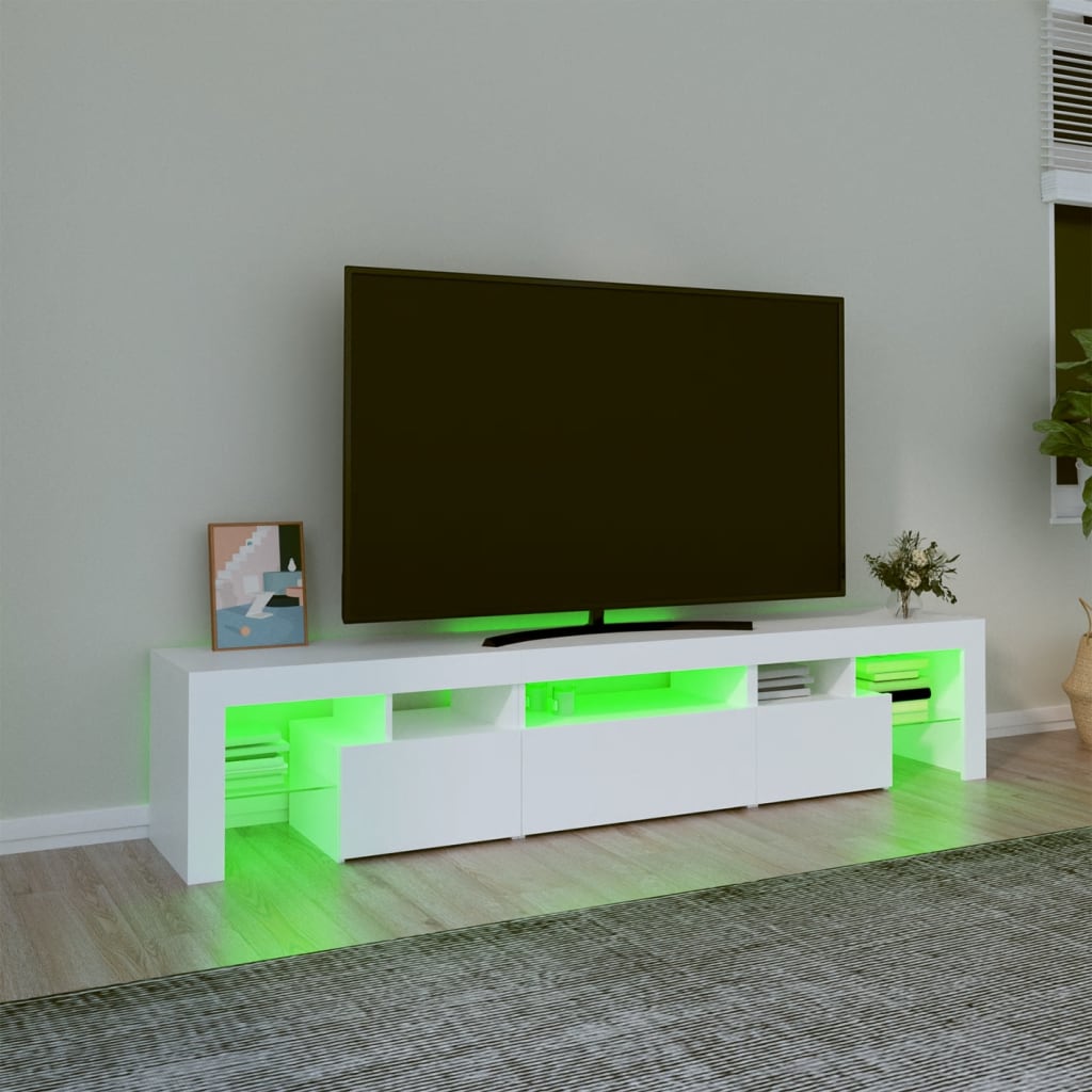 Meuble TV vidaXL avec lumières LED blanc 200x36,5x40 cm