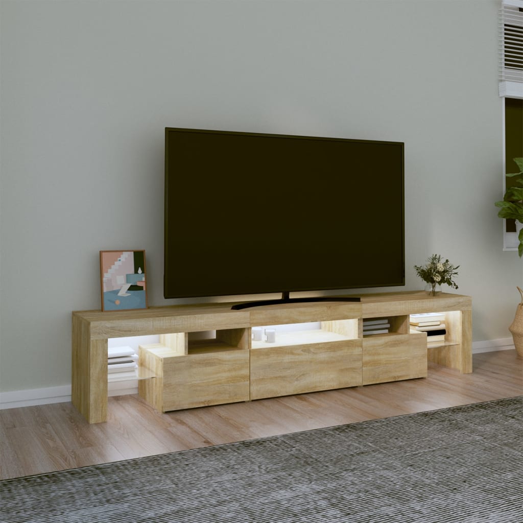vidaXL TV-Schrank mit LED-Leuchten Sonoma-Eiche 200x36,5x40 cm