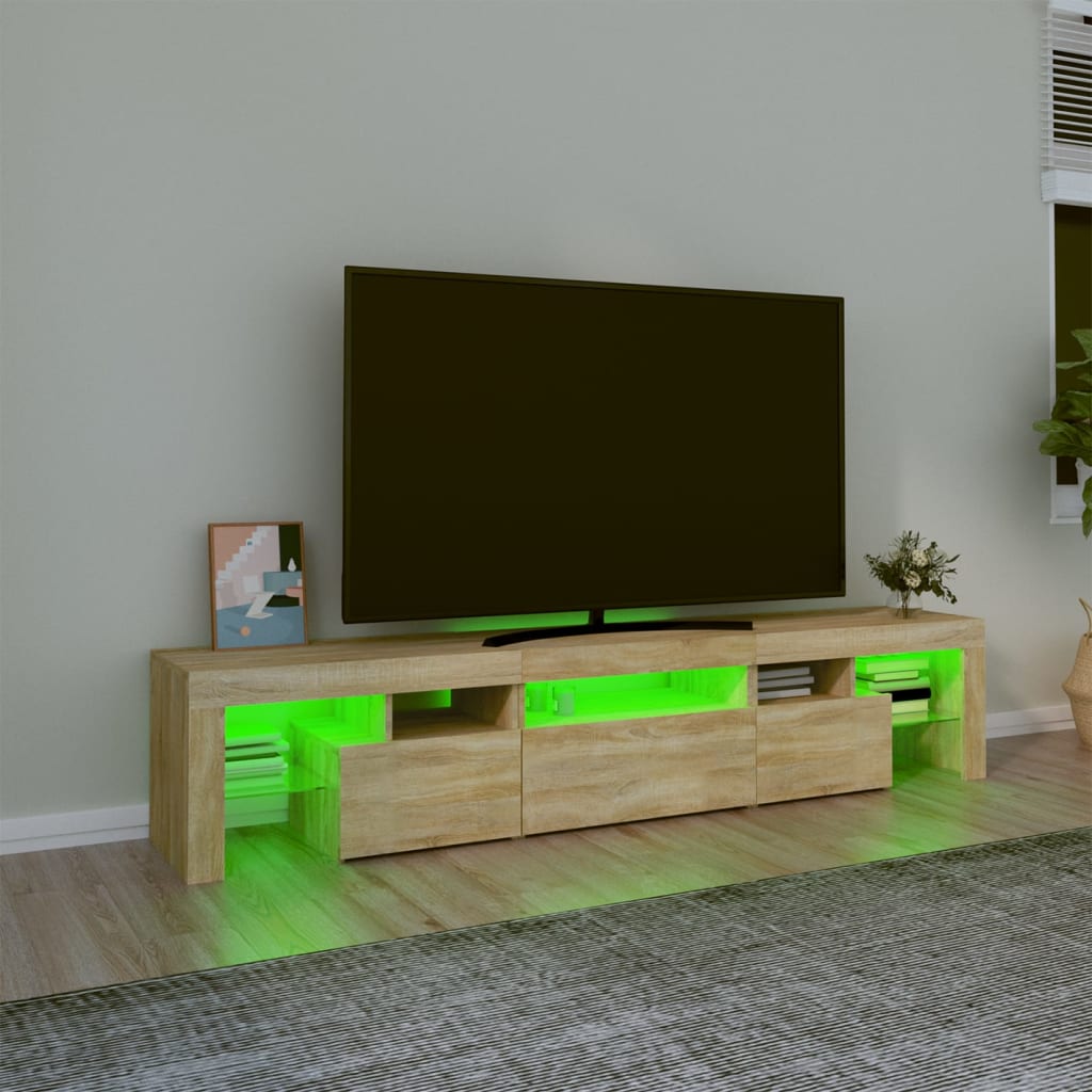 vidaXL TV-Schrank mit LED-Leuchten Sonoma-Eiche 200x36,5x40 cm