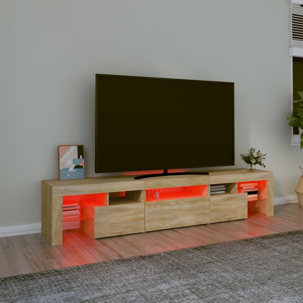 vidaXL TV-Schrank mit LED-Leuchten Sonoma-Eiche 200x36,5x40 cm