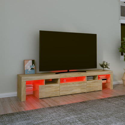 vidaXL TV-Schrank mit LED-Leuchten Sonoma-Eiche 200x36,5x40 cm
