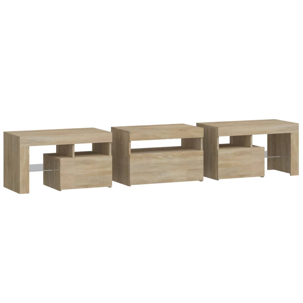 vidaXL TV-Schrank mit LED-Leuchten Sonoma-Eiche 200x36,5x40 cm
