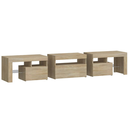 vidaXL TV-Schrank mit LED-Leuchten Sonoma-Eiche 200x36,5x40 cm