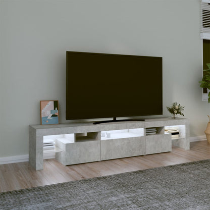 Meuble TV vidaXL avec lumières LED gris béton 200x36,5x40 cm