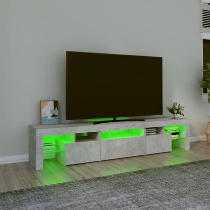 Meuble TV vidaXL avec lumières LED gris béton 200x36,5x40 cm