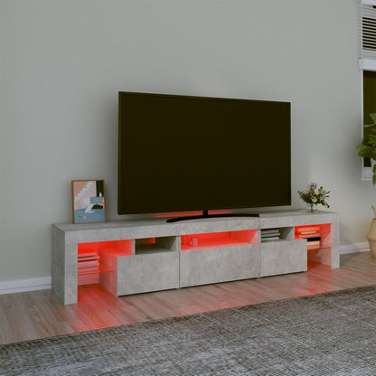 Meuble TV vidaXL avec lumières LED gris béton 200x36,5x40 cm