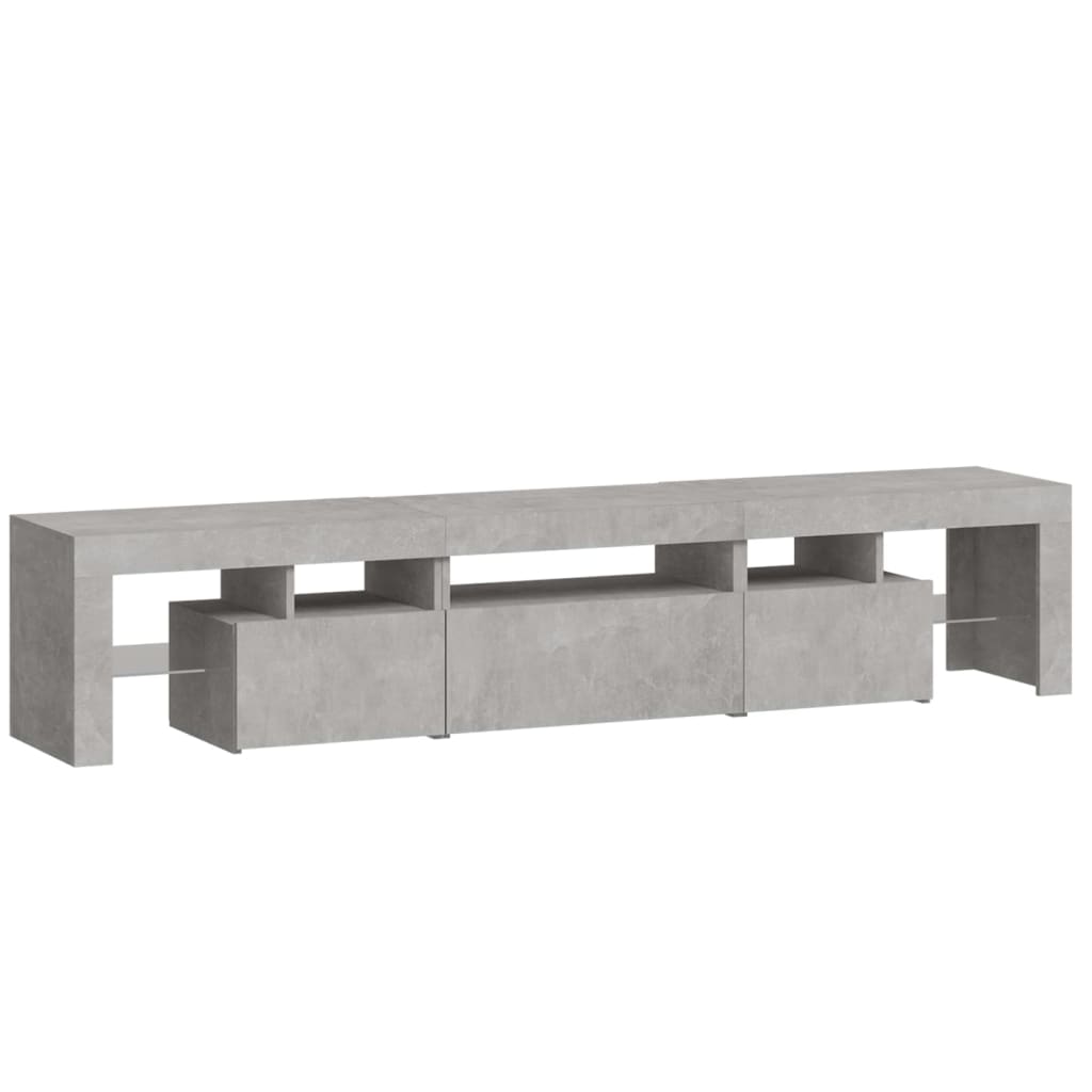 Meuble TV vidaXL avec lumières LED gris béton 200x36,5x40 cm