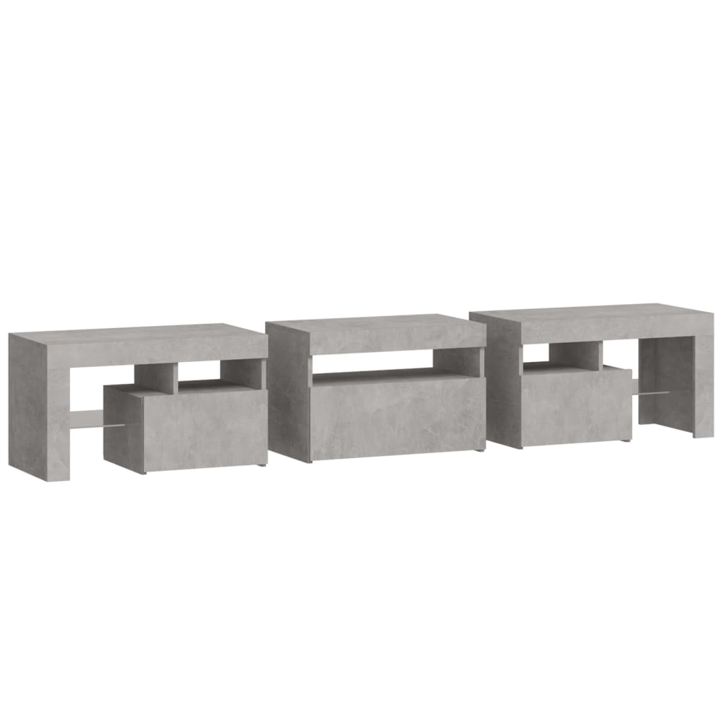Meuble TV vidaXL avec lumières LED gris béton 200x36,5x40 cm