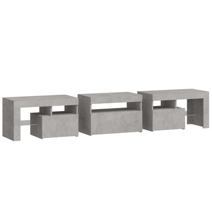Meuble TV vidaXL avec lumières LED gris béton 200x36,5x40 cm