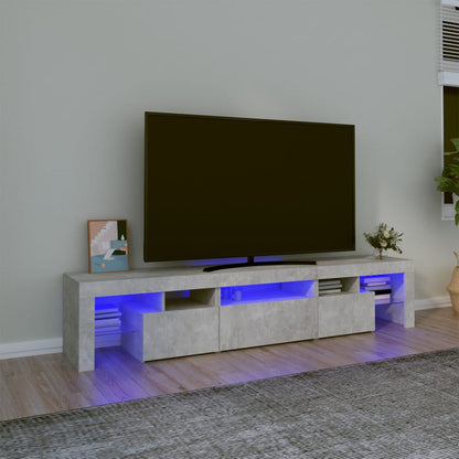 Meuble TV vidaXL avec lumières LED gris béton 200x36,5x40 cm