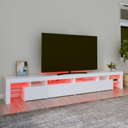 vidaXL Meuble TV avec lumières LED Blanc 260x36,5x40 cm