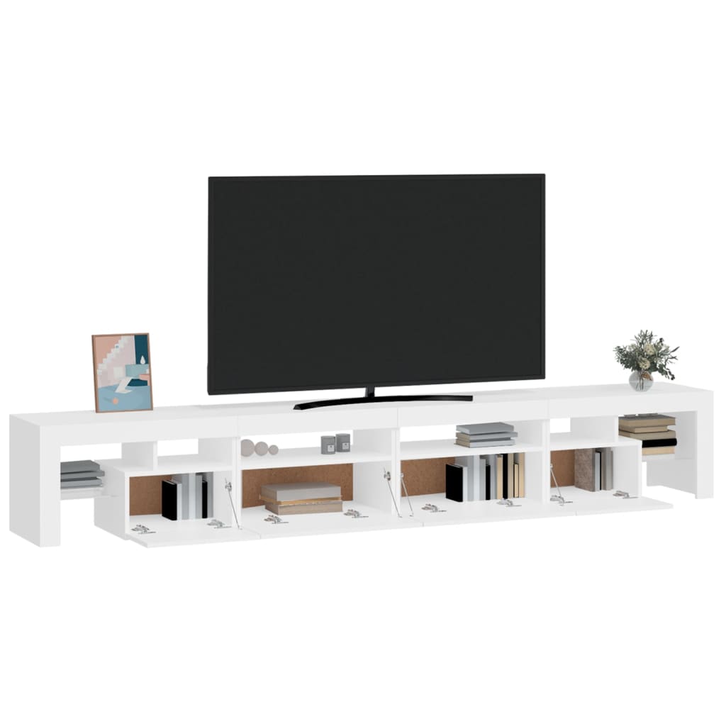 vidaXL Meuble TV avec lumières LED Blanc 260x36,5x40 cm