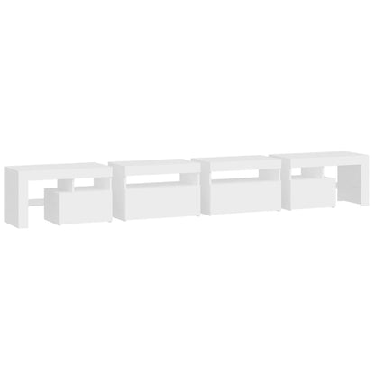 vidaXL Meuble TV avec lumières LED Blanc 260x36,5x40 cm