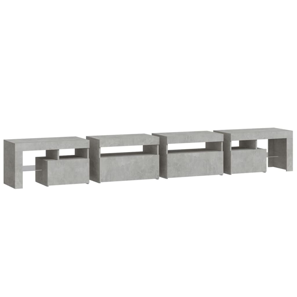 vidaXL Meuble TV avec lumières LED Gris béton 260x36,5x40 cm
