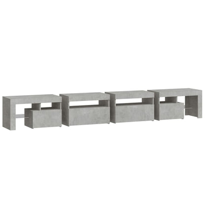 vidaXL Meuble TV avec lumières LED Gris béton 260x36,5x40 cm