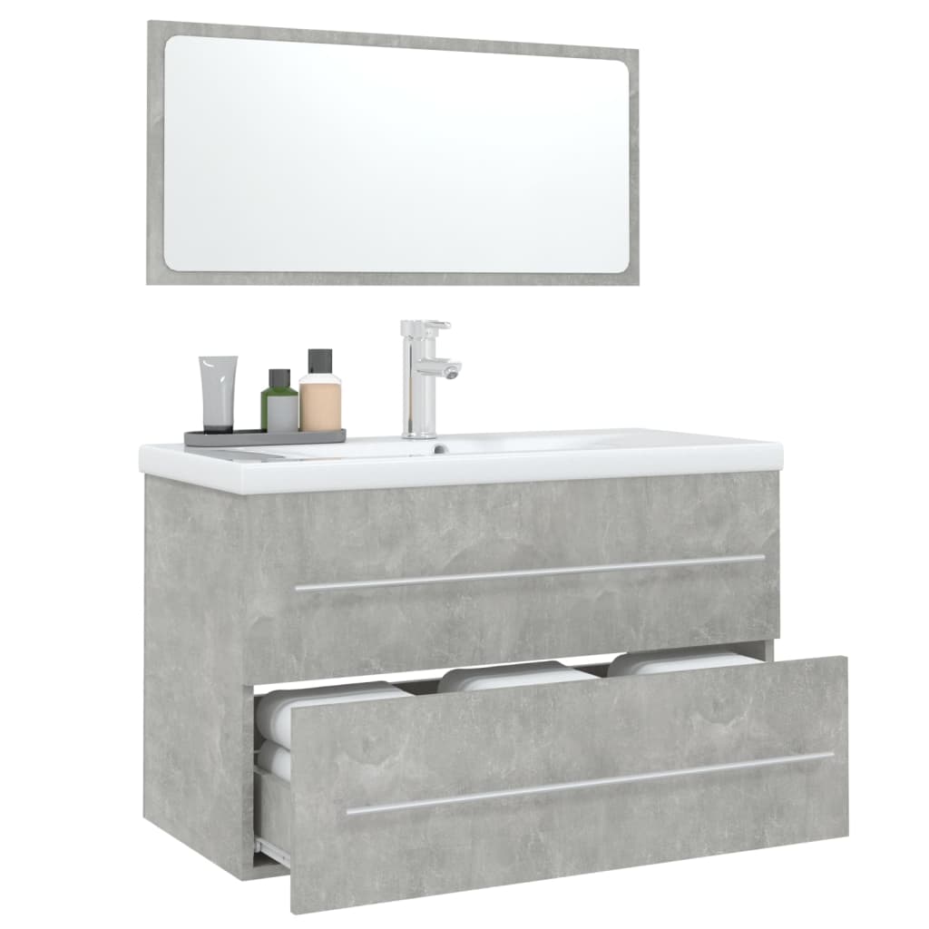 vidaXL Ensemble de meubles de salle de bain 3 pcs Gris béton