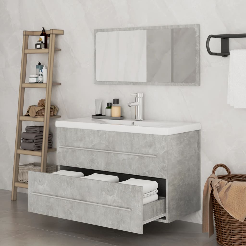 vidaXL Ensemble de meubles de salle de bain 3 pcs Gris béton