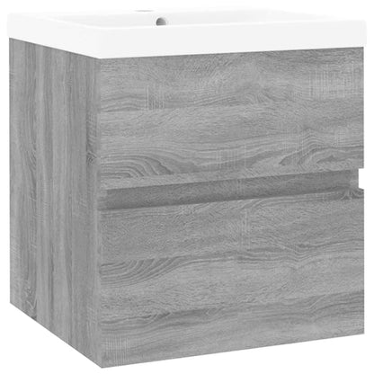 vidaXL Meuble de salle de bain avec lavabo intégré Gris Sonoma Aggloméré