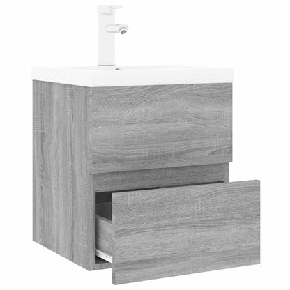 vidaXL Meuble de salle de bain avec lavabo intégré Gris Sonoma Aggloméré