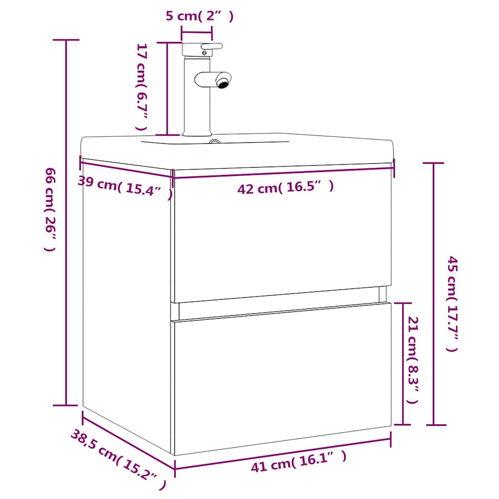 vidaXL Meuble de salle de bain avec lavabo intégré Gris Sonoma Aggloméré