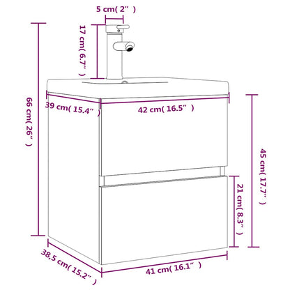 vidaXL Meuble de salle de bain avec lavabo intégré Gris Sonoma Aggloméré